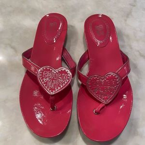Coach bright pink patent leather poppy sandals size 7.5